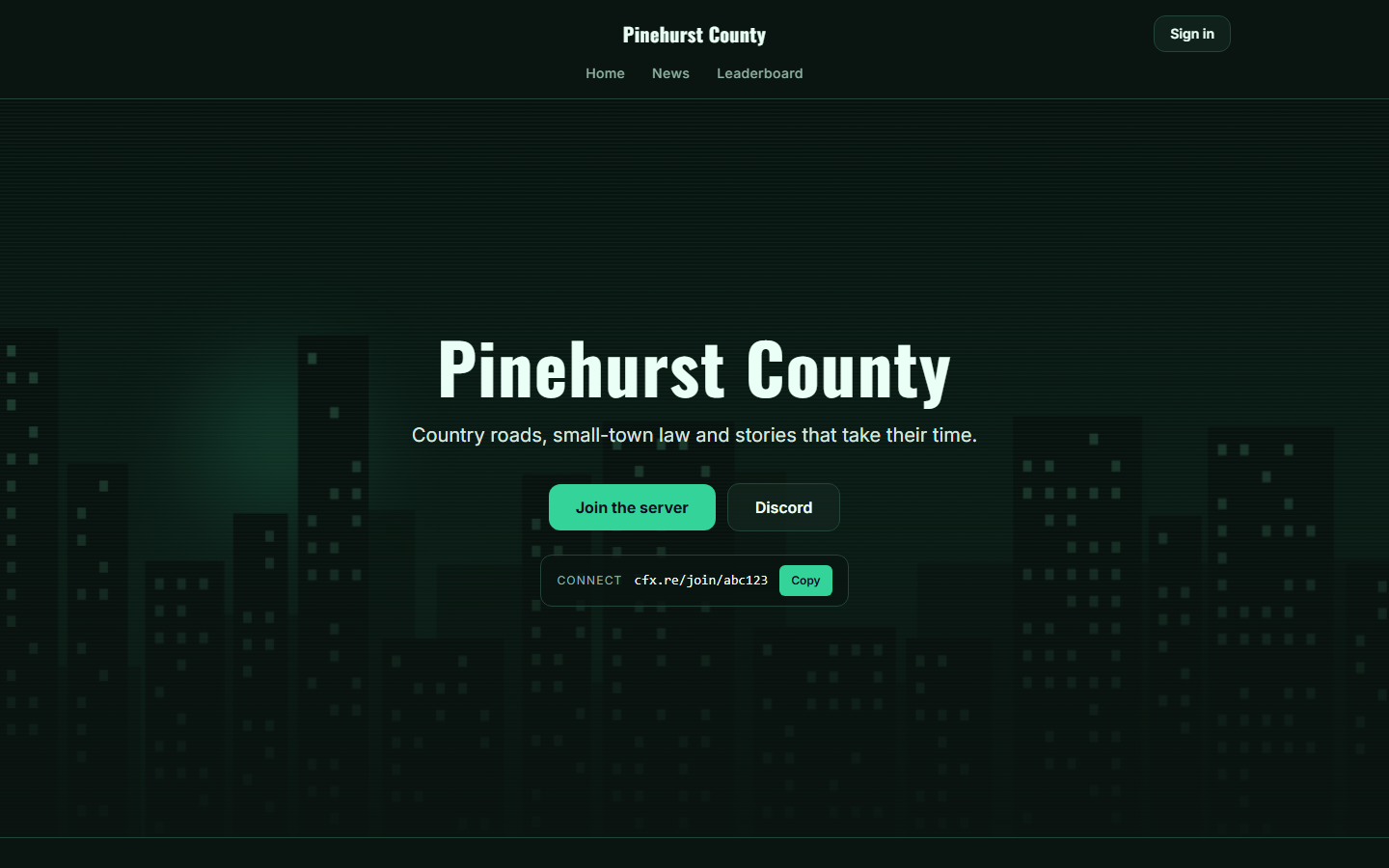 The Jungle template, shown on Pinehurst County